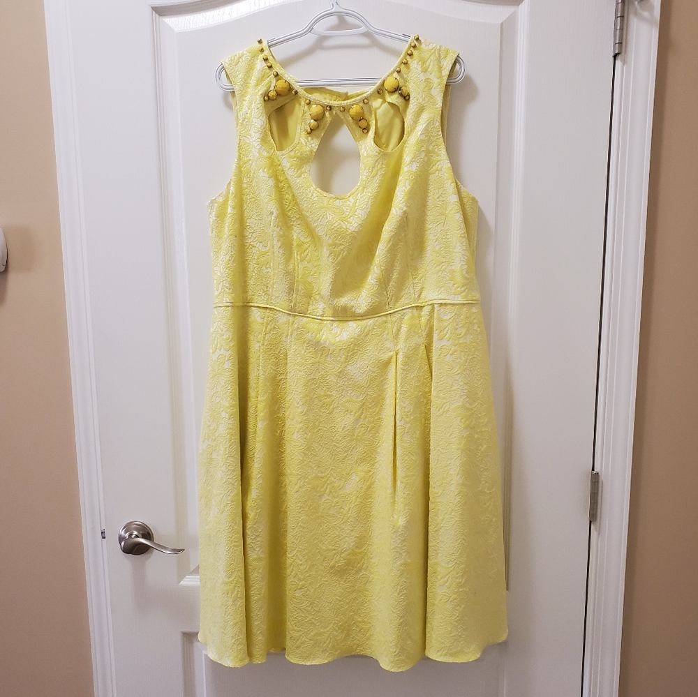 Darling embellished fit and flare  yellow dress.